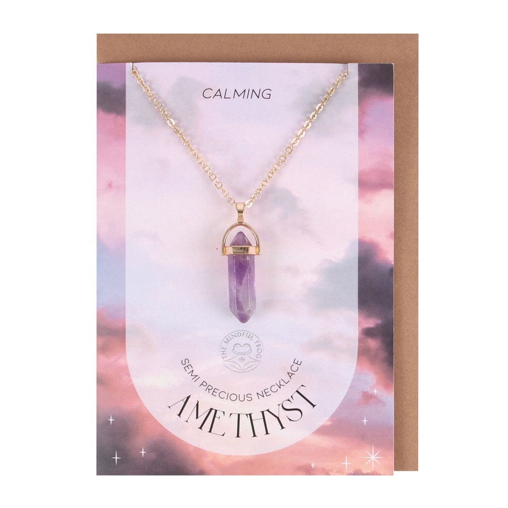 Amethyst Crystal Necklace Greeting Card – Spiritual Gift & Greeting Card