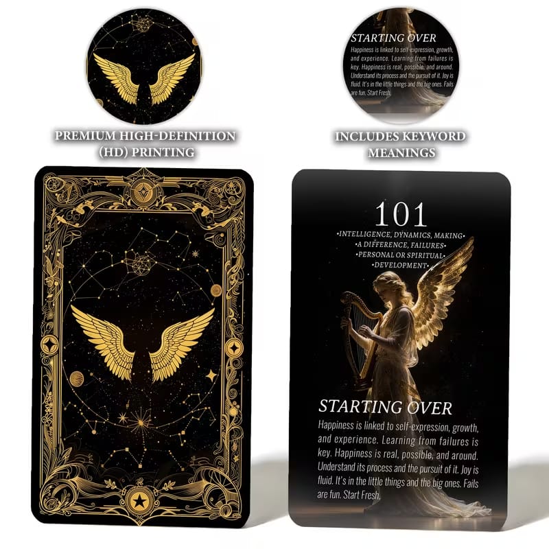 Angel Numbers Oracle Deck for Beginners – 55 Daily Guidance Cards, Spiritual Divination, Easy-to-Use Answer Deck (Standard Poker Size)