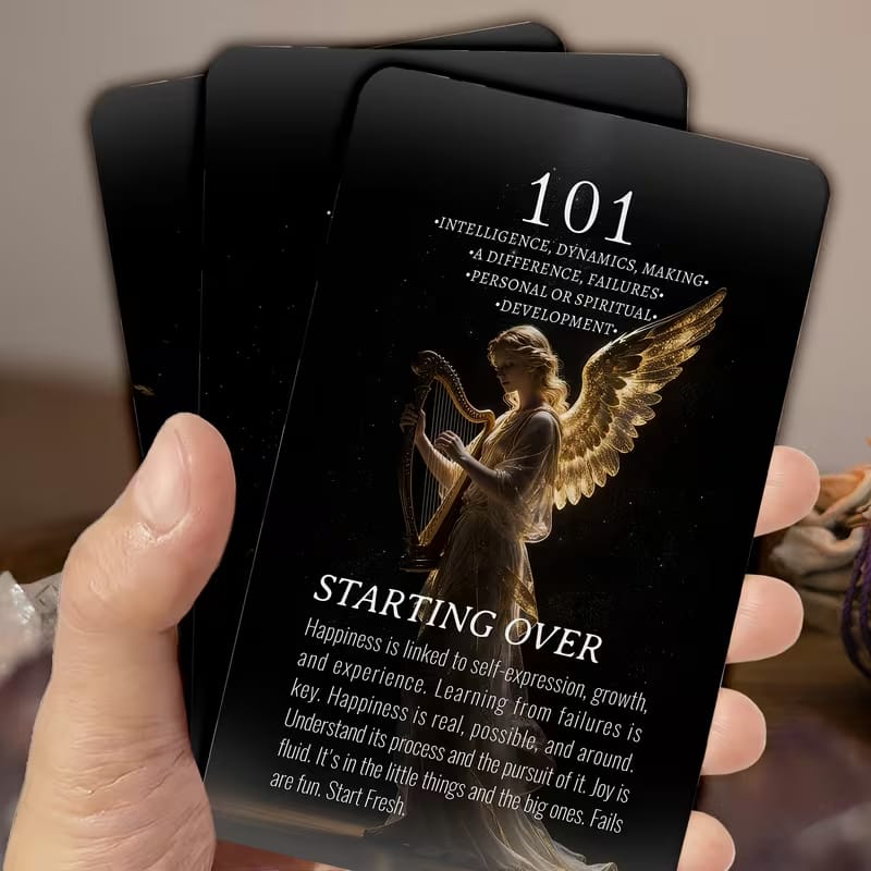 Angel Numbers Oracle Deck for Beginners – 55 Daily Guidance Cards, Spiritual Divination, Easy-to-Use Answer Deck (Standard Poker Size)