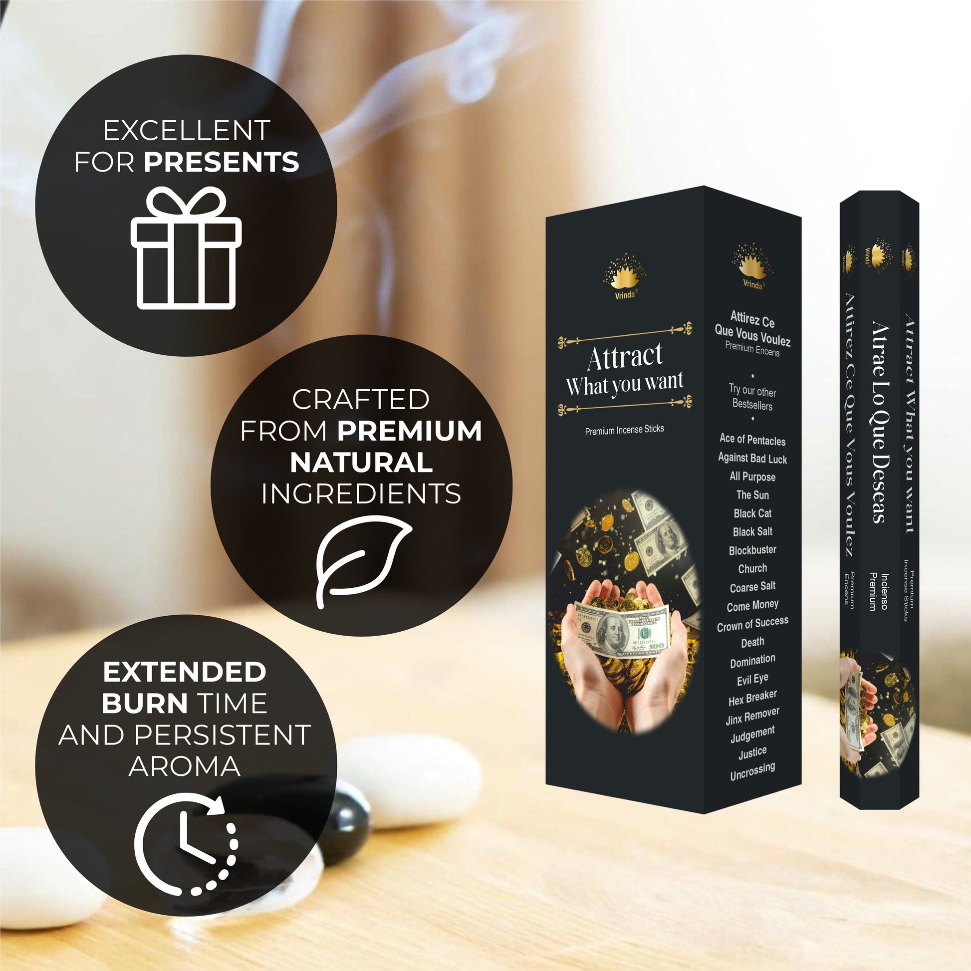 Attract what you Want hexa incense sticks (pack of 6) - Authentic Occult and Witchcraft Supply Image