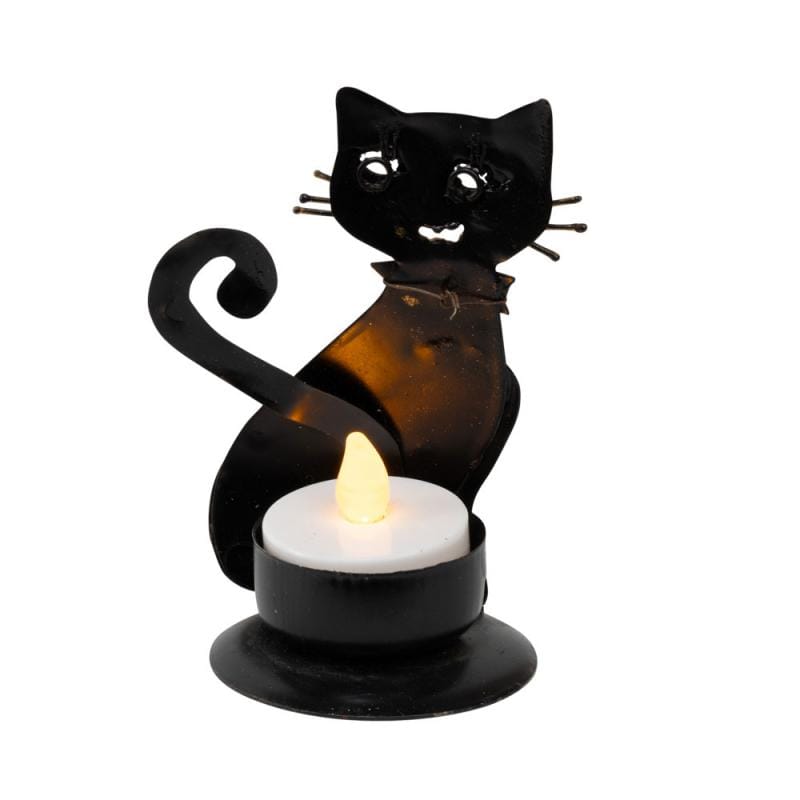Black Cat Tea Light Candle Holder – Gothic Witchy Home Décor