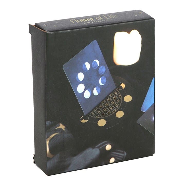 Flower of Life Tarot Card Stand | Crescent Moon Wooden Card Holder