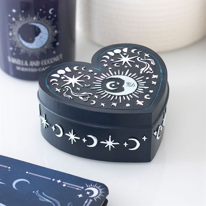 Blue Moon Celestial Heart Trinket Box | Moon & Stars Keepsake Box