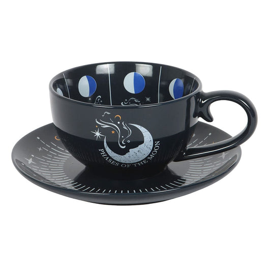 Blue Moon Phase Teacup and Saucer Set – Celestial Gift