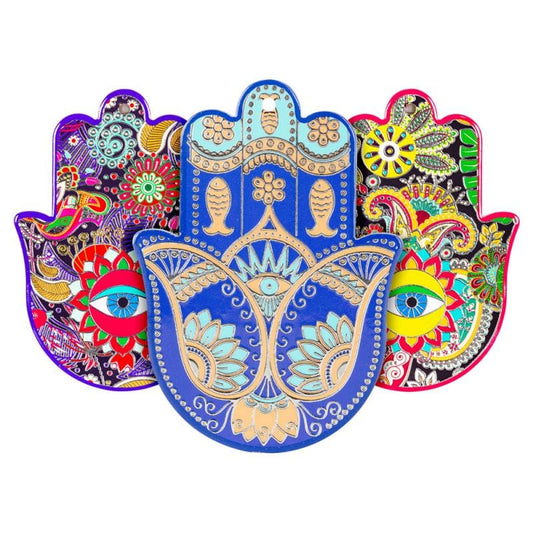 Colorful Ceramic Hamsa Hand Wall Décor – Evil Eye Protection Symbol, 7 Inch