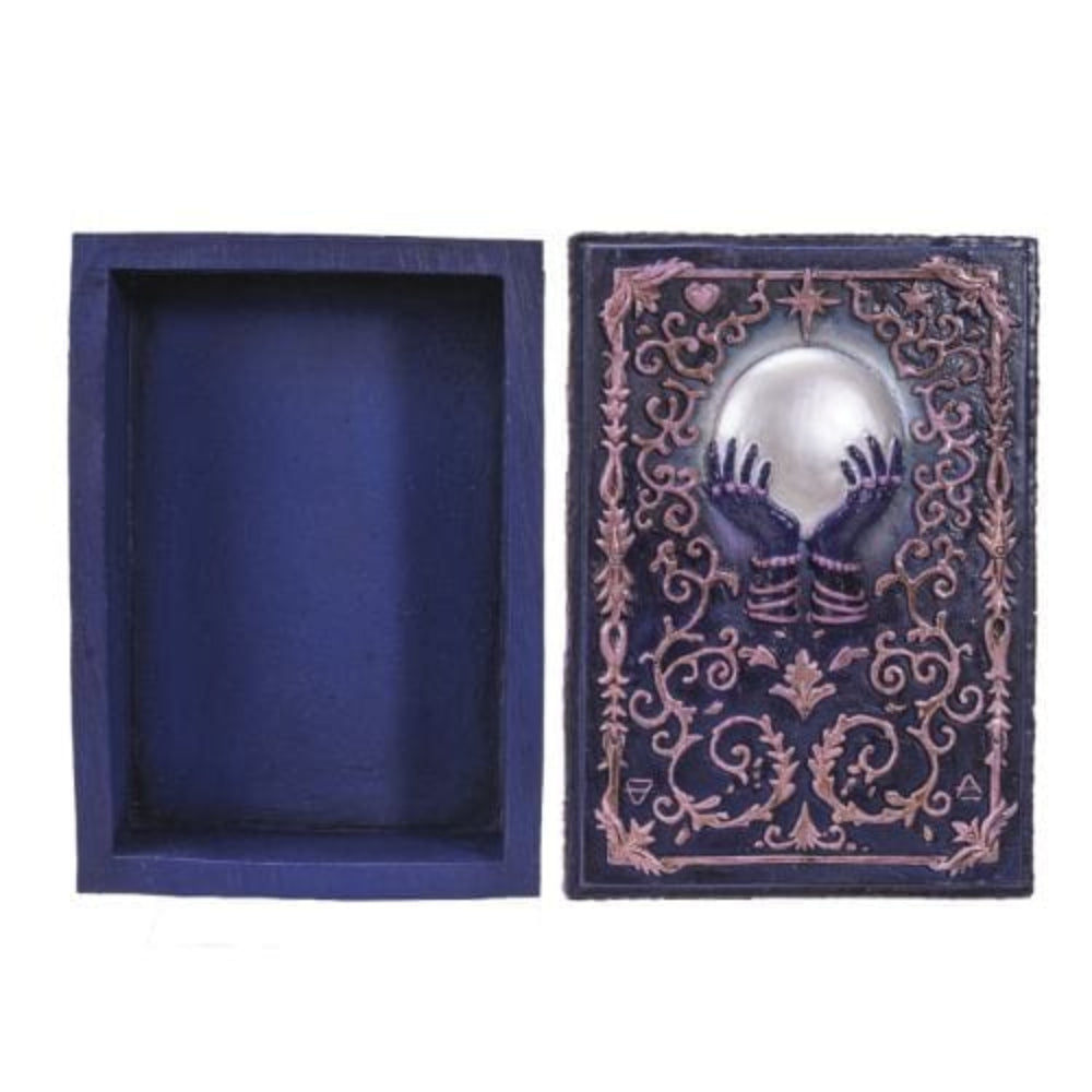 Crystal Ball Tarot Box – Hand-Painted Gothic Tarot Deck Storage Box