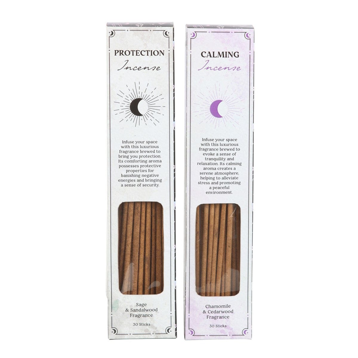 Set of 2 Calming & Protection Incense Stick Kits - Healing Spiritual Smudging Set