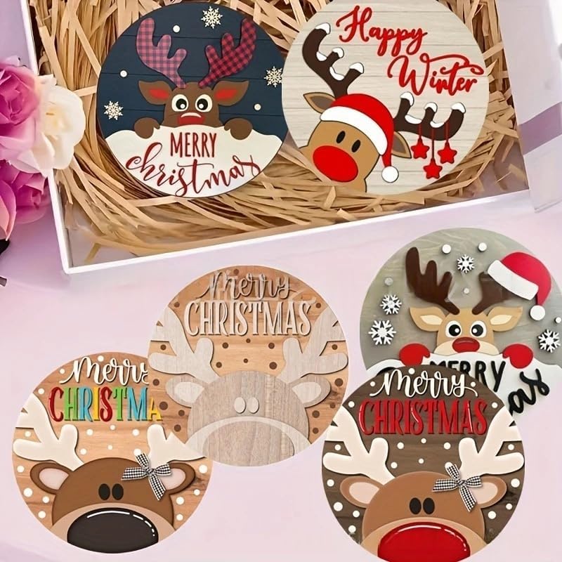 Set of 6 Wooden Christmas Coasters | Heat Resistant