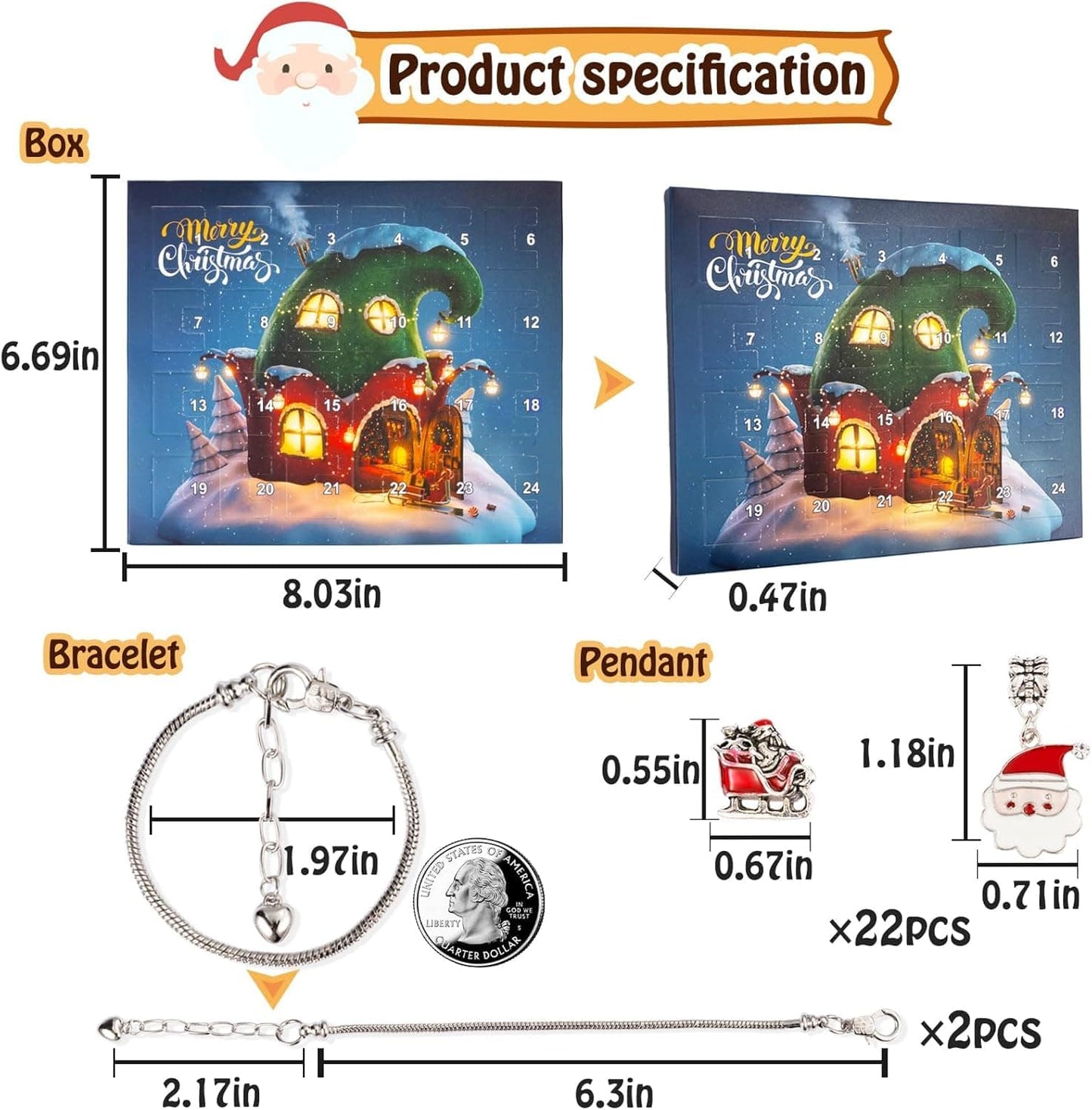 DIY Charm Bracelet Kit | 24 Day Christmas Jewelry Set - Authentic Occult and Witchcraft Supply Image