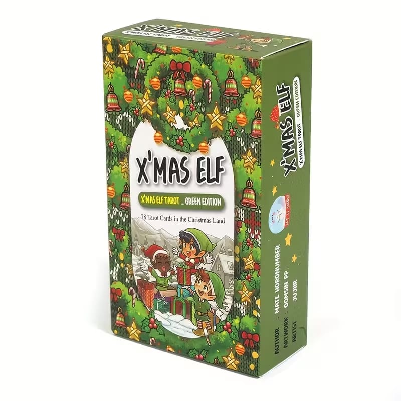 Christmas Tarot Deck – 78 Card Holiday Tarot, X’Mas Elf Green Edition