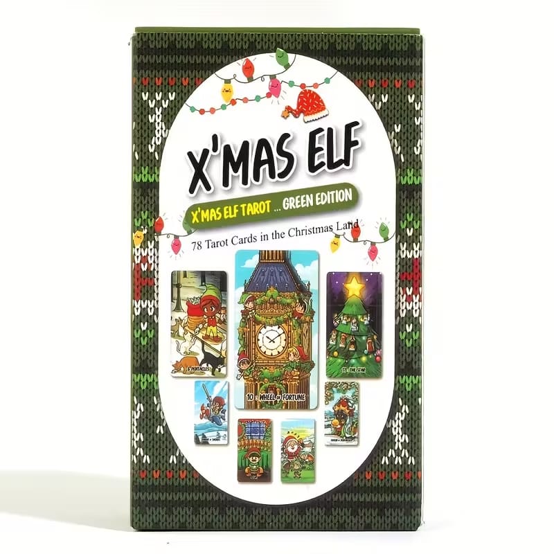 Christmas Tarot Deck – 78 Card Holiday Tarot, X’Mas Elf Green Edition