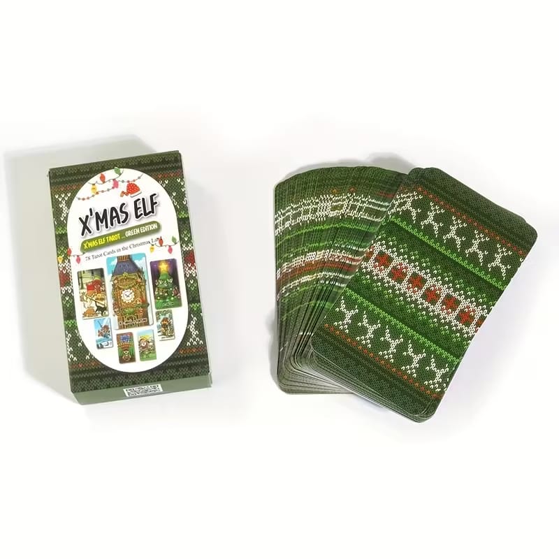 Christmas Tarot Deck – 78 Card Holiday Tarot, X’Mas Elf Green Edition