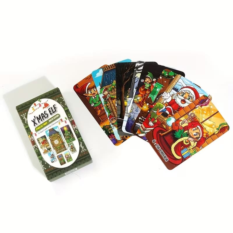 Christmas Tarot Deck – 78 Card Holiday Tarot, X’Mas Elf Green Edition