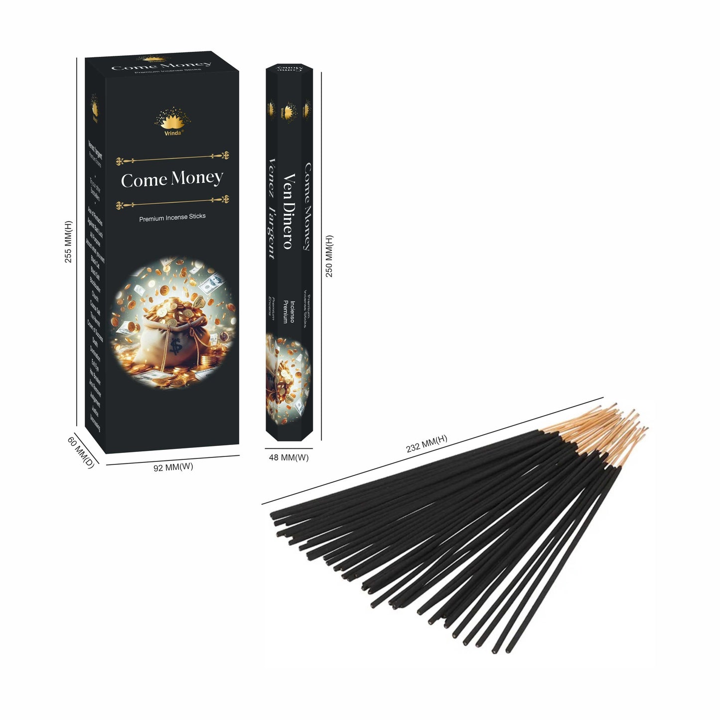 Come Money hexa incense sticks (pack of 6) - Authentic Occult and Witchcraft Supply Image
