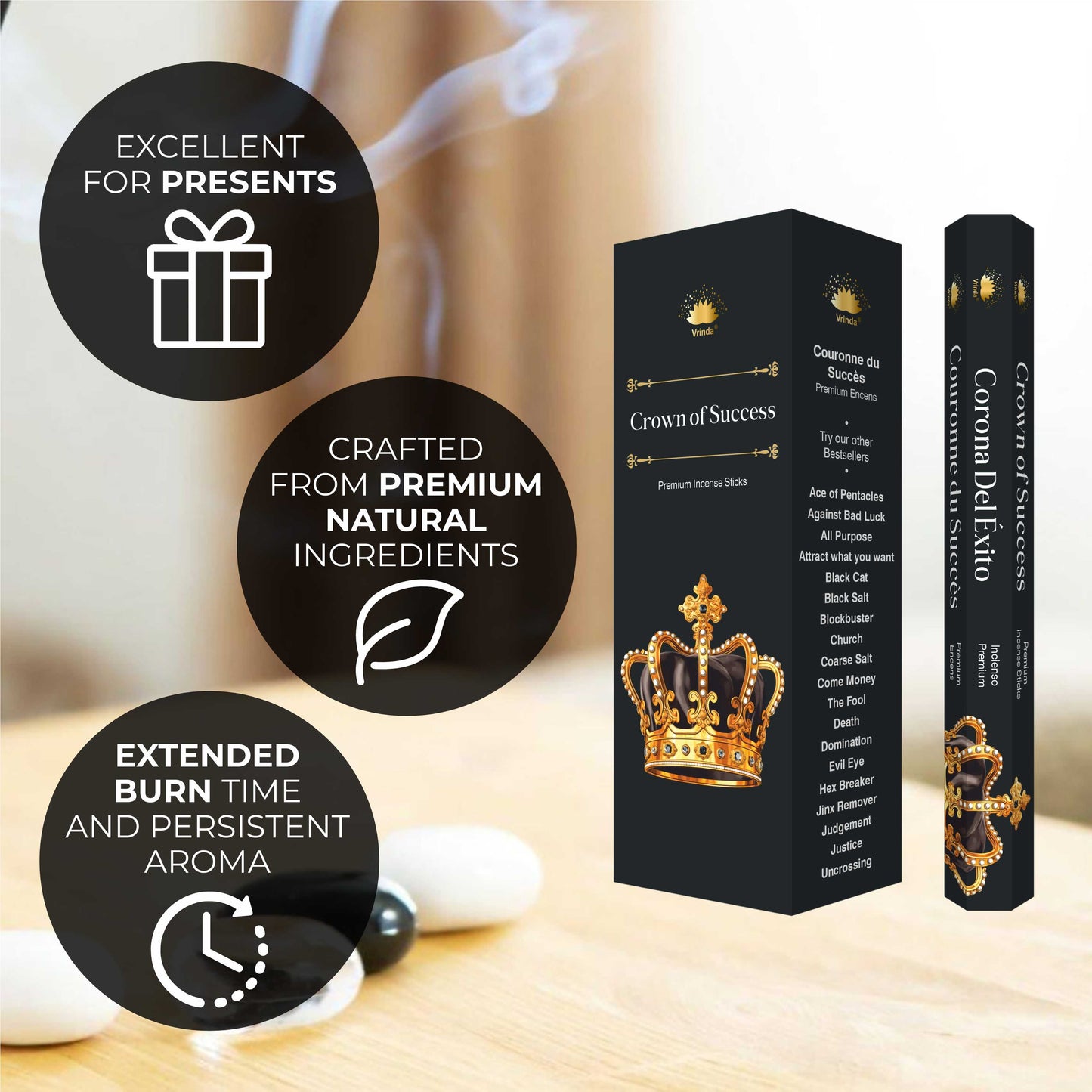 Crown Of Success hexa incense sticks (pack of 6) - Authentic Occult and Witchcraft Supply Image