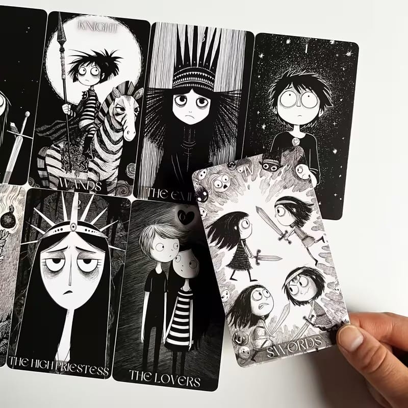 Dark Whimsical Tarot Deck – Gothic Cute Tarot Cards with Storybook Artwork