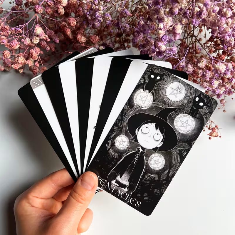Dark Whimsical Tarot Deck – Gothic Cute Tarot Cards with Storybook Artwork