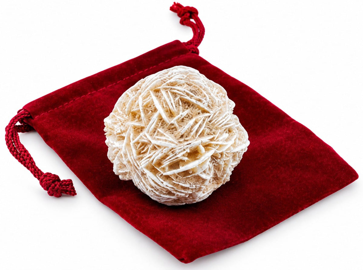 Desert Rose Protection Set | Selenite Crystal with Drawstring Pouch