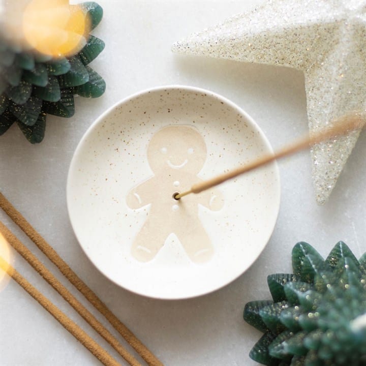 Gingerbread Man Incense Stick Holder | Christmas Ceramic Incense Plate