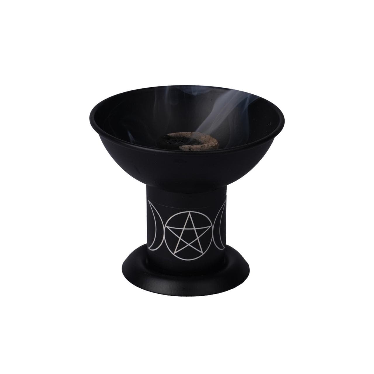 Iron Charcoal Burner Triple Moon Pentacle approx. 4" - Authentic Occult and Witchcraft Supply Image