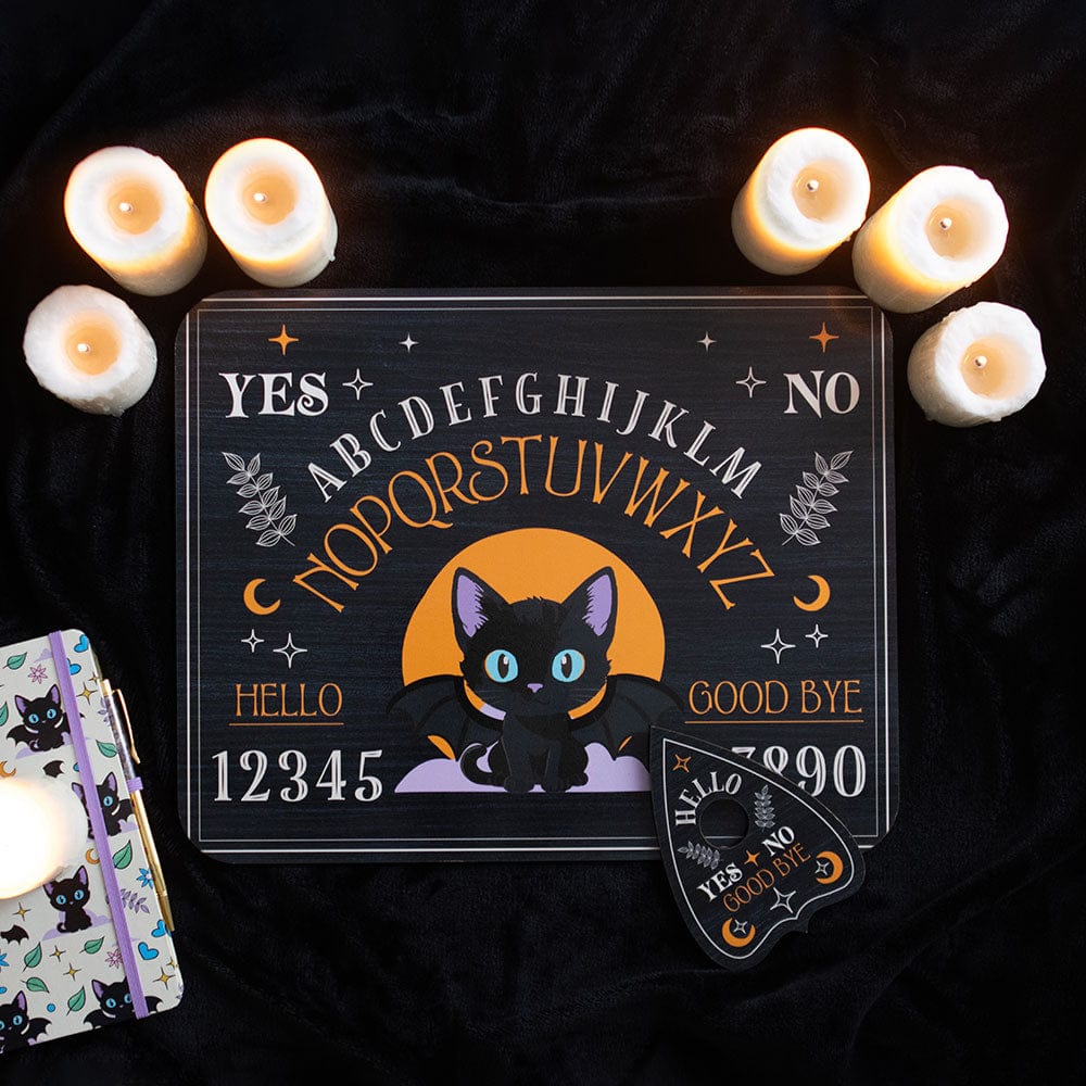 Cute and Creepy Bat Cat Talking Board - Gothic Kawaii Spirit Board with Planchette