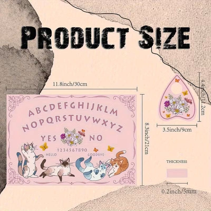 Kitty Wood Cat Pendulum Board Wooden Talking Boards with Planchette  - Authentic Occult and Witchcraft Supply Image