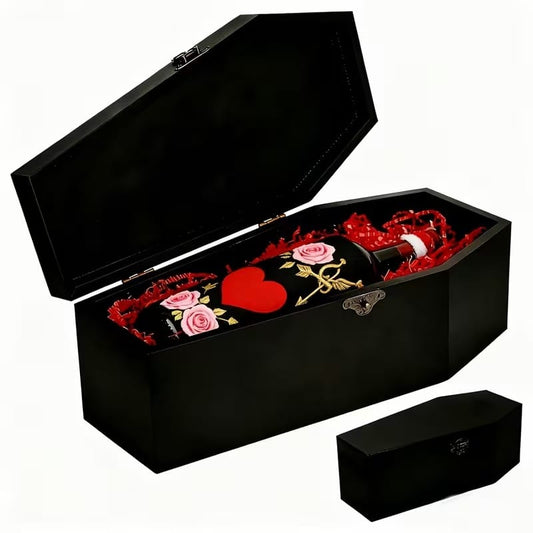 Black Wooden Coffin Storage Box – Large Hinged Lid Gothic Decor & Altar Container