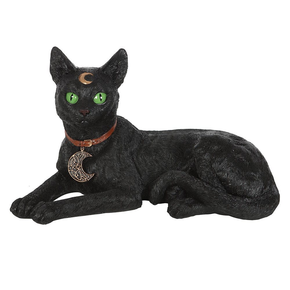 Large Laying Black Cat Figurine – Gothic Witchy Home Decor