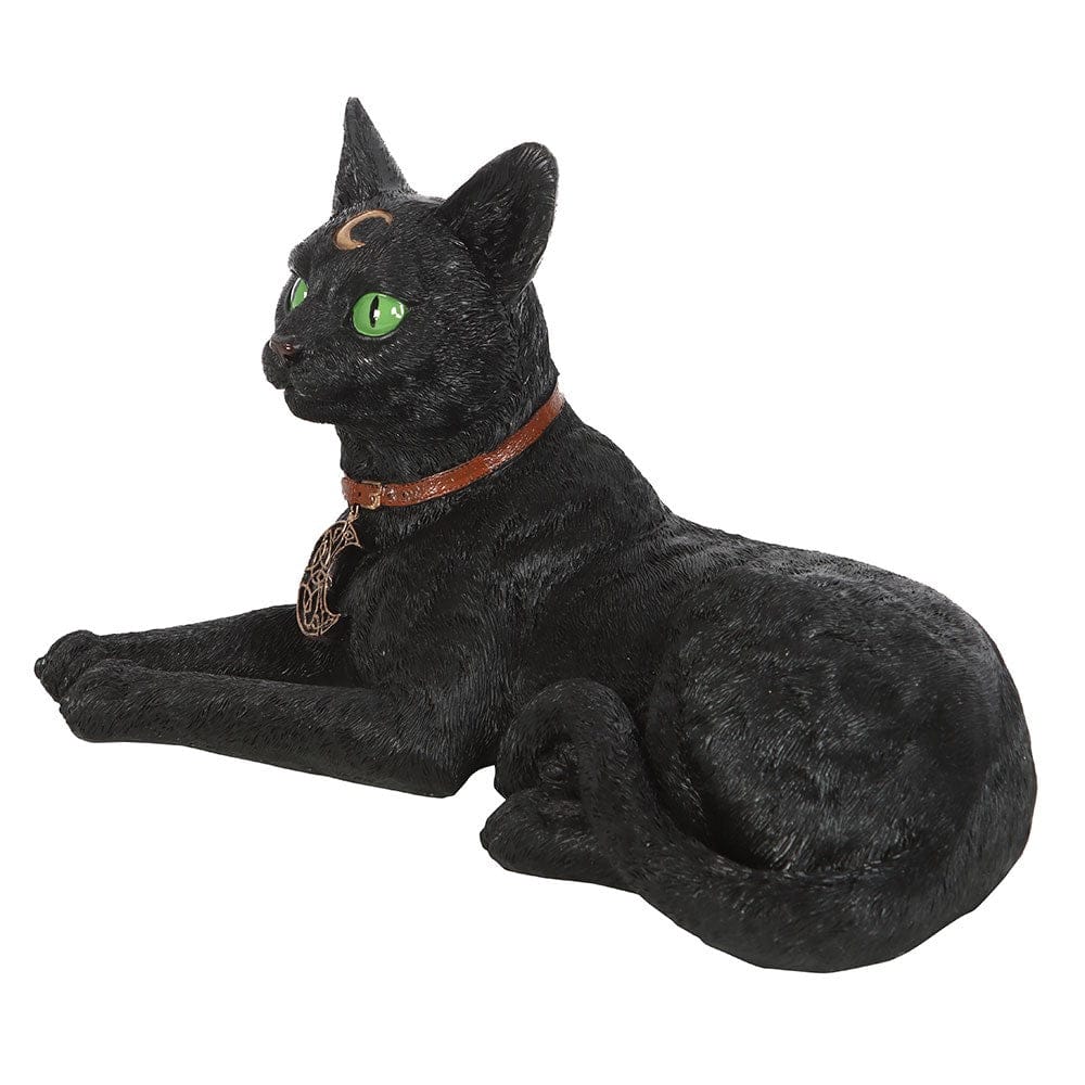 Large Laying Black Cat Figurine – Gothic Witchy Home Decor