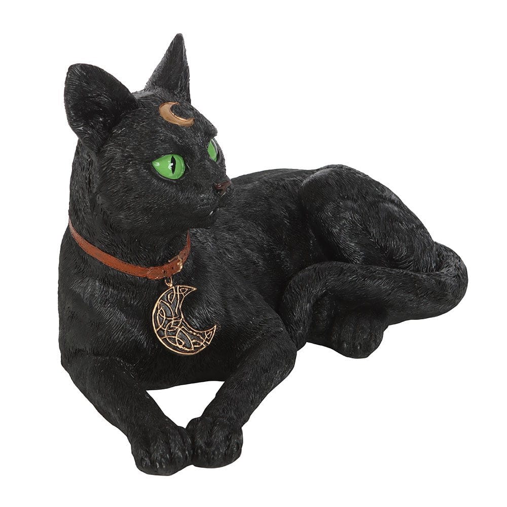 Large Laying Black Cat Figurine – Gothic Witchy Home Decor