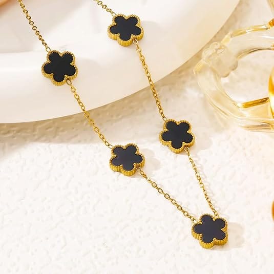 Black Clover Jewelry Set | Gold Plated Stainless Steel