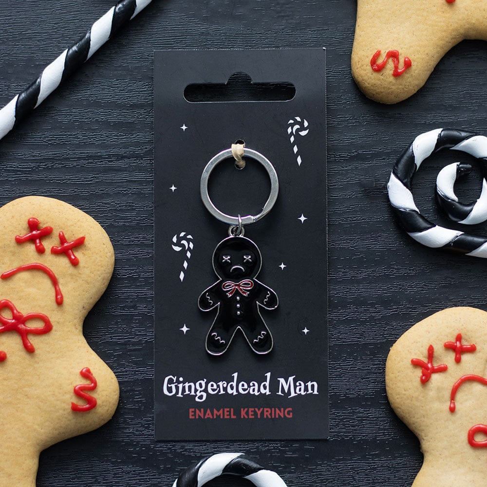 Spooky Gingerbread Man Keyring - Creepy Christmas & Gothic Gift - Authentic Occult and Witchcraft Supply Image