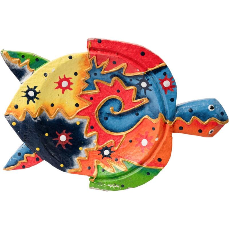 Colorful Wooden Turtle Trinket Bowl – Hand-Painted Decorative Dish