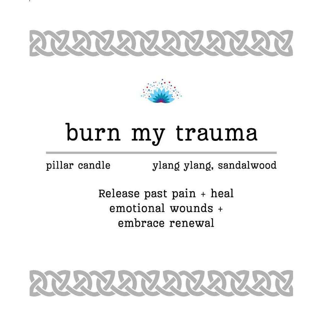 Manifestation Pillar Candle Burn my trauma 7"x1.5" - Authentic Occult and Witchcraft Supply Image