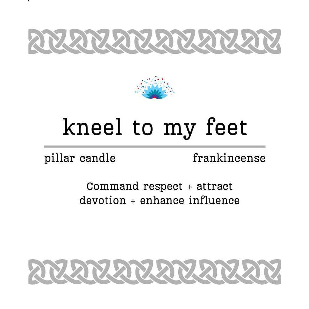 Manifestation Pillar Candle Kneel to my feet 7"x1.5" - Authentic Occult and Witchcraft Supply Image