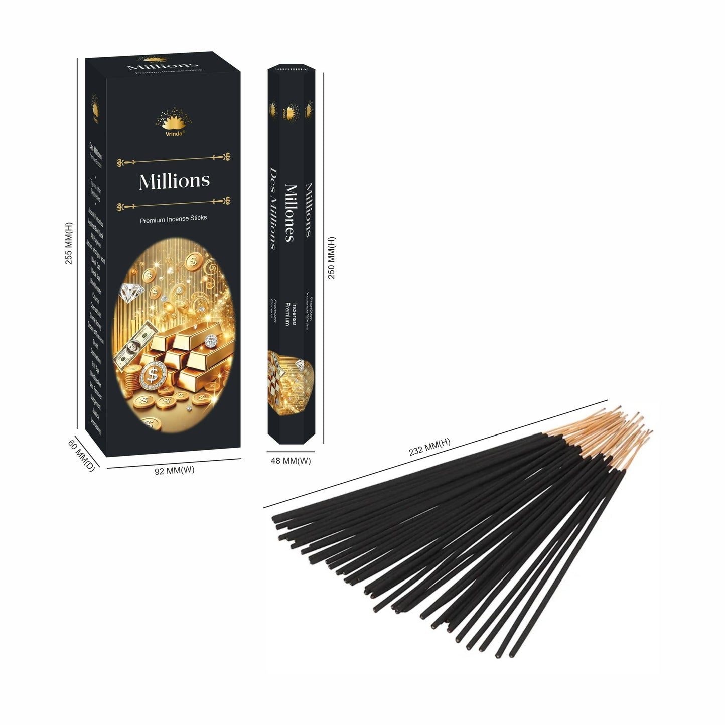 Millions hexa incense sticks (pack of 6) - Authentic Occult and Witchcraft Supply Image