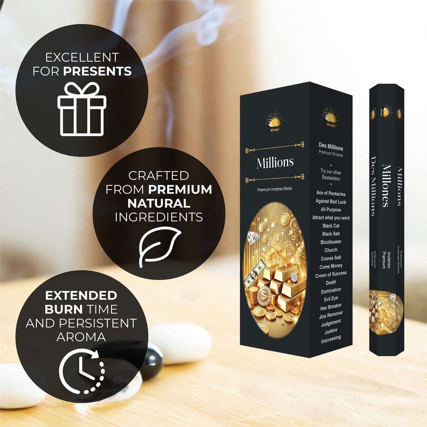 Millions hexa incense sticks (pack of 6) - Authentic Occult and Witchcraft Supply Image