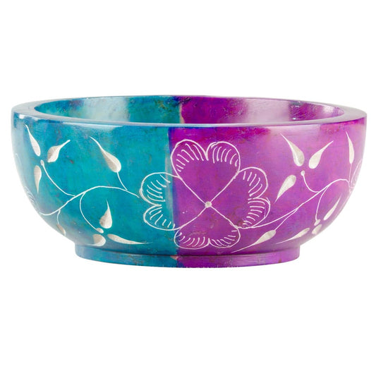 Moon & Star Soapstone Bowl – Colorful Celestial Altar Dish, 4 Inch