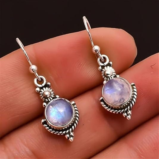 Vintage Moonstone Drop Dangle Earrings | Statement Long