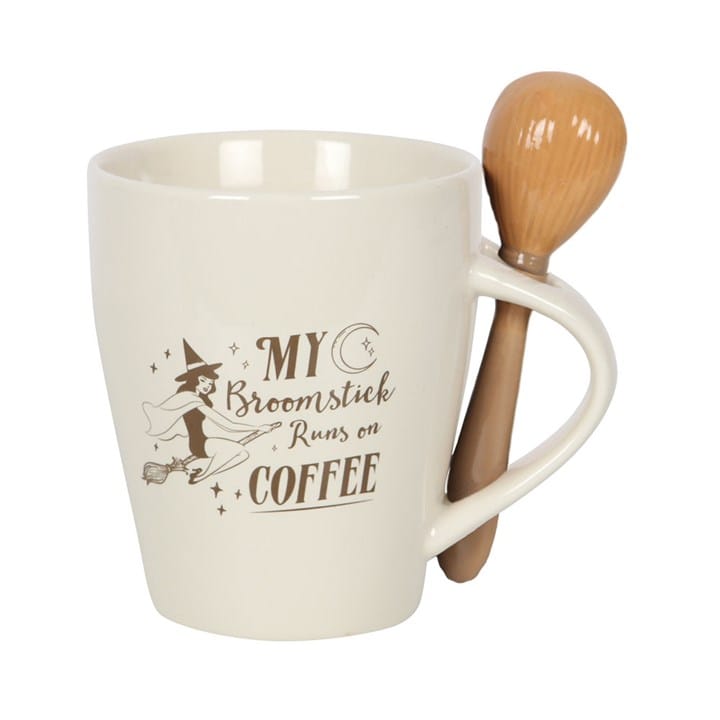 My Broomstick Runs on Coffee Mug & Spoon Set | Witch Coffee Mug