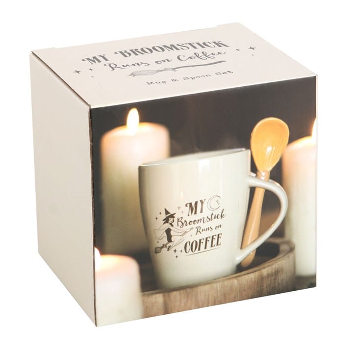 My Broomstick Runs on Coffee Mug & Spoon Set | Witch Coffee Mug