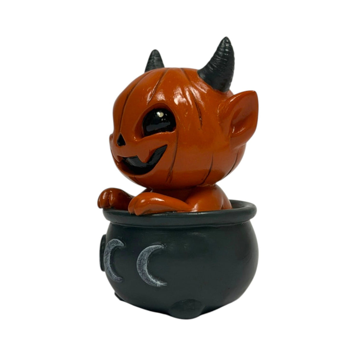 Potion Pals Devi Figurine – Pumpkin Devil in Triple Moon Cauldron