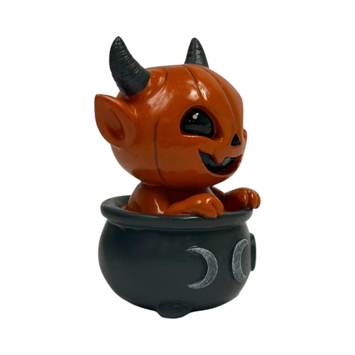 Potion Pals Devi Figurine – Pumpkin Devil in Triple Moon Cauldron