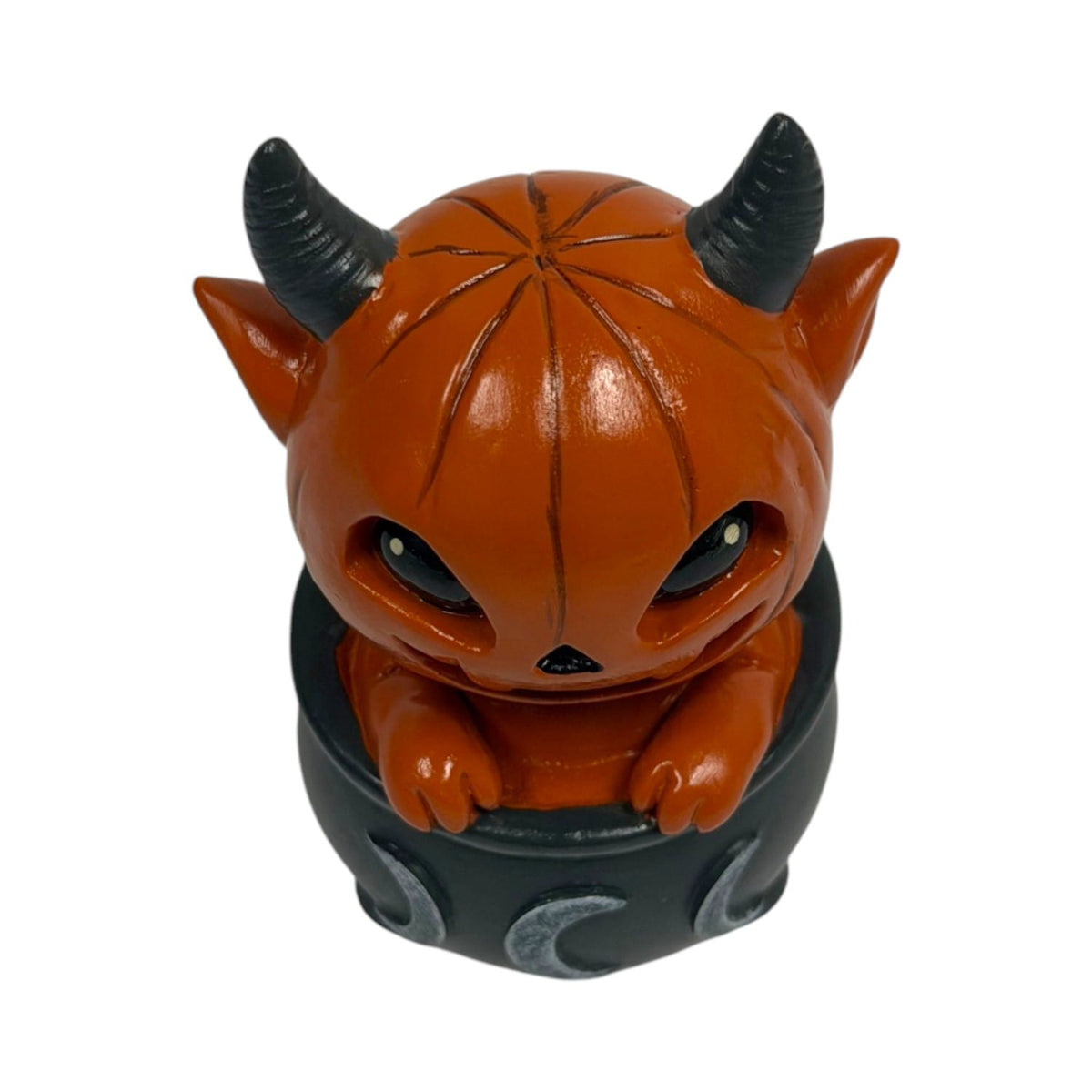 Potion Pals Devi Figurine – Pumpkin Devil in Triple Moon Cauldron
