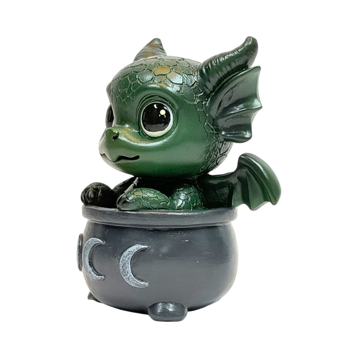 Potion Pals Draco Figurine – Cute Green Dragon in Triple Moon Cauldron