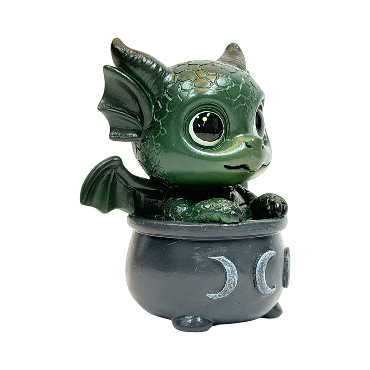 Potion Pals Draco Figurine – Cute Green Dragon in Triple Moon Cauldron