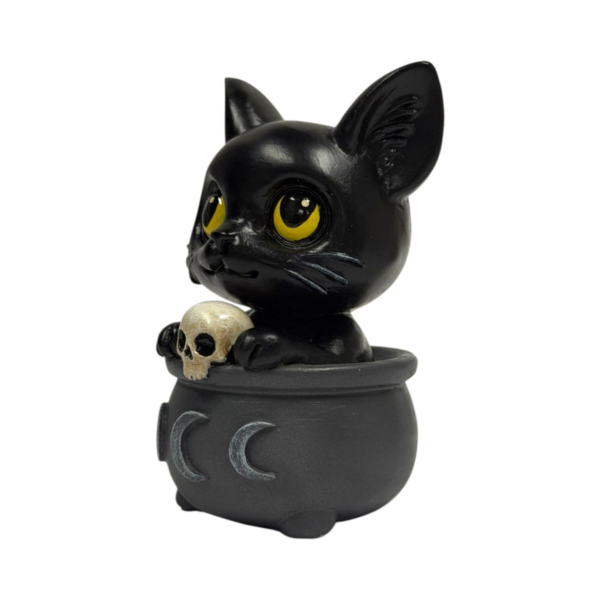 Potion Pals Salem Figurine – Black Cat in Triple Moon Cauldron