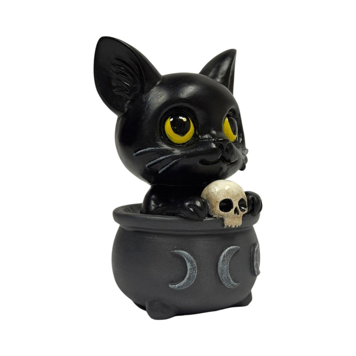 Potion Pals Salem Figurine – Black Cat in Triple Moon Cauldron