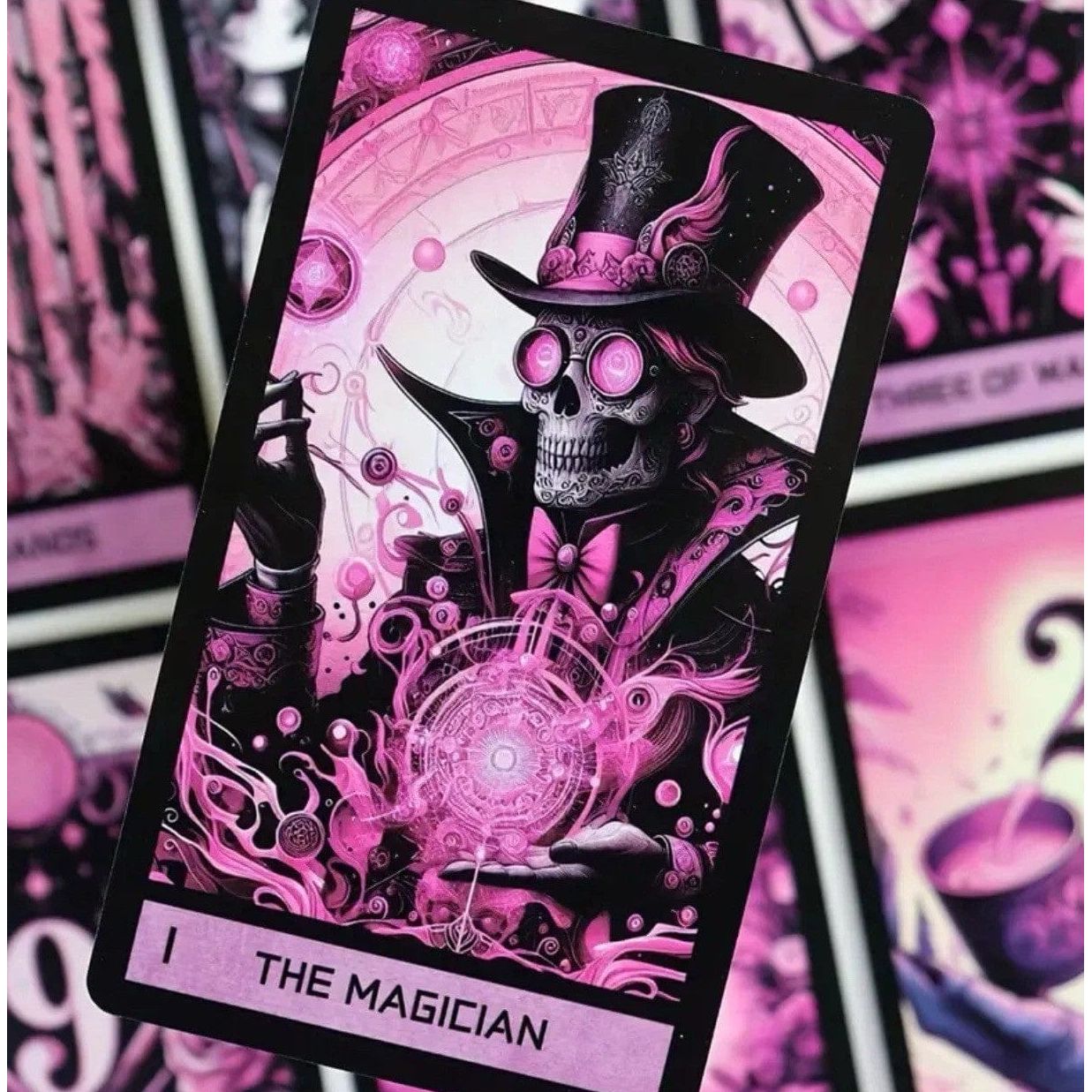 Portable 78-Card Pink Gothic Tarot Deck - Authentic Occult and Witchcraft Supply Image