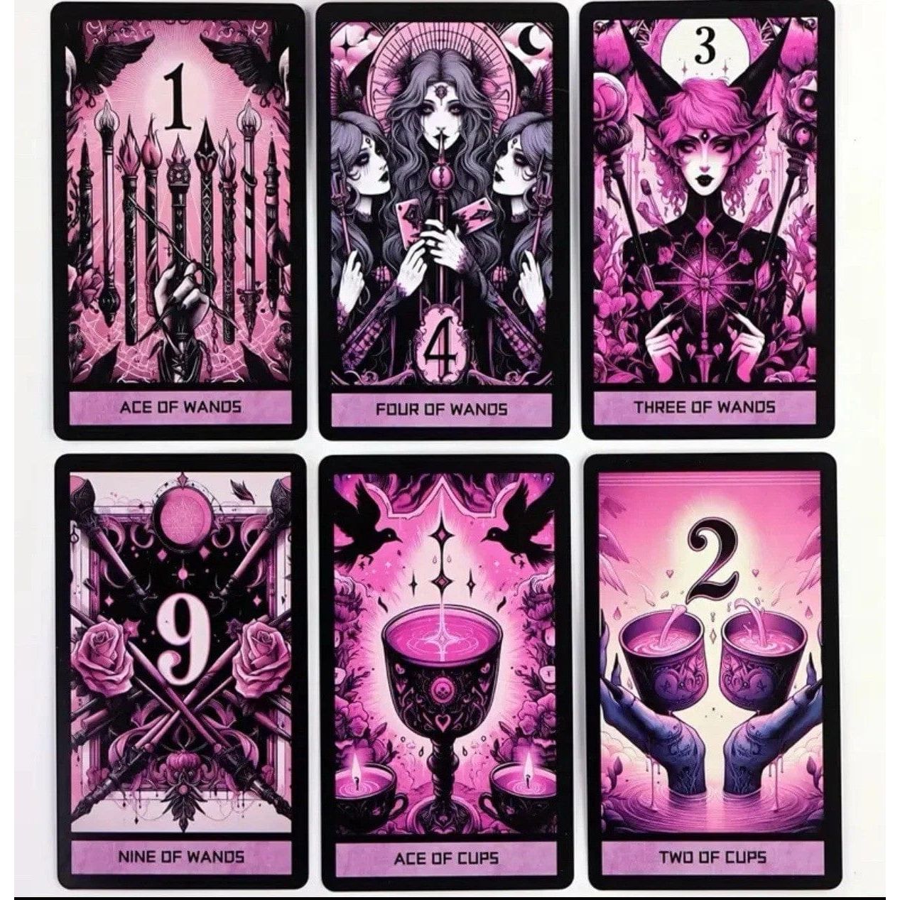 Portable 78-Card Pink Gothic Tarot Deck - Authentic Occult and Witchcraft Supply Image
